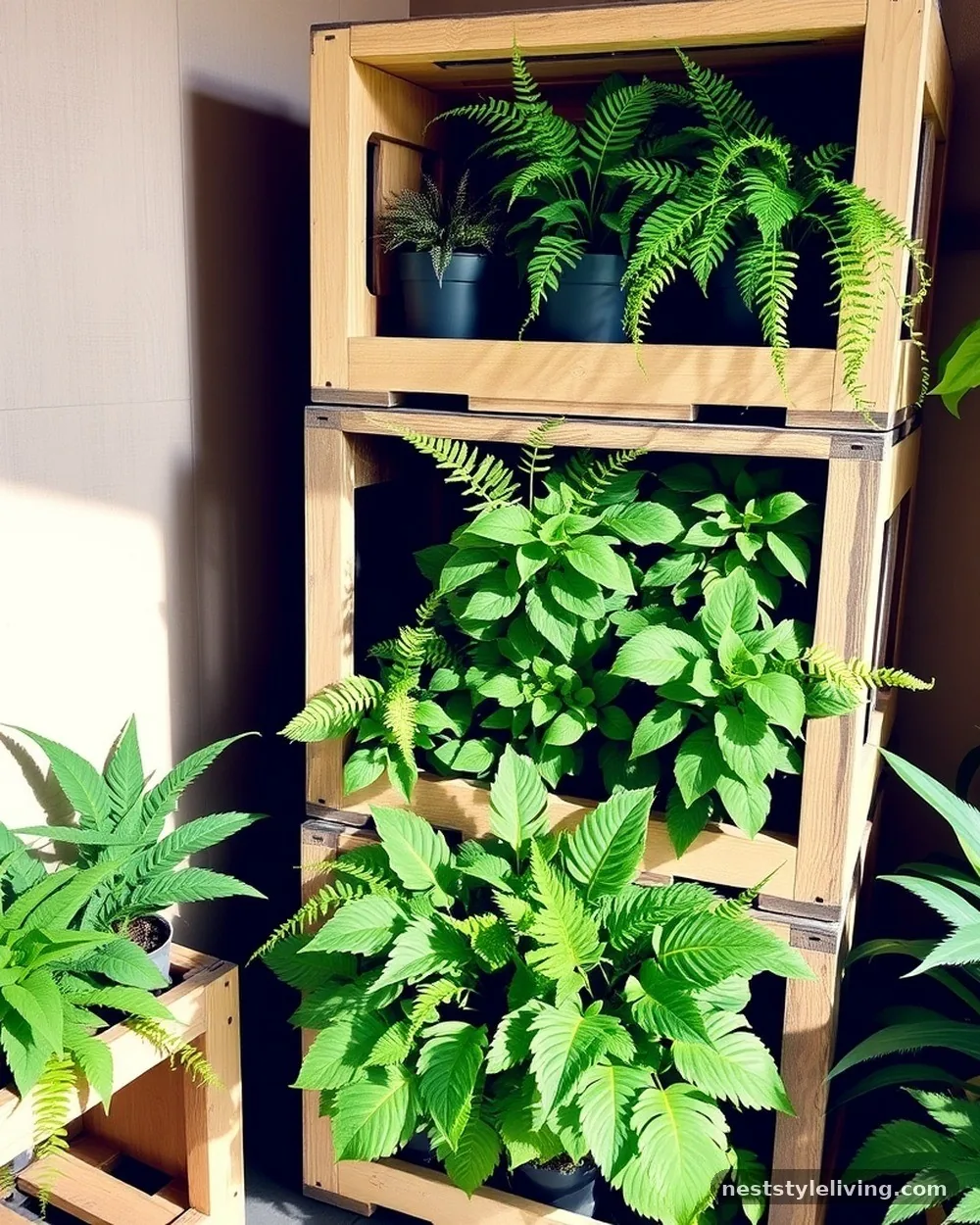 Tiered Potted Plant Display - 22 Backyard Corner Ideas for a Cozy Outdoor Retreat