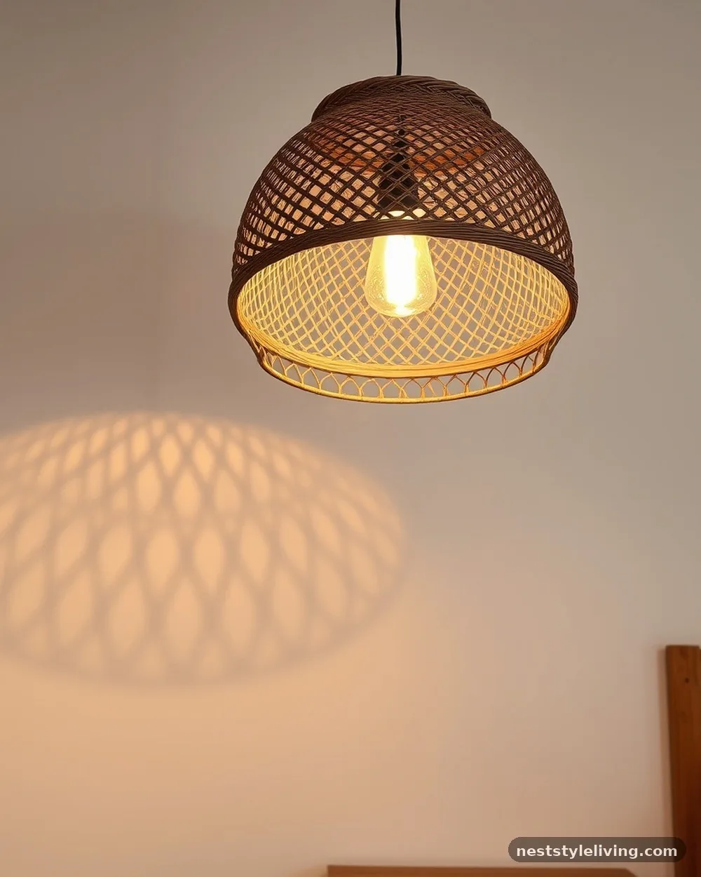 Woven Rattan Pendant Lighting - 21 Japandi Bedroom Ideas for a Calm, Modern Retreat