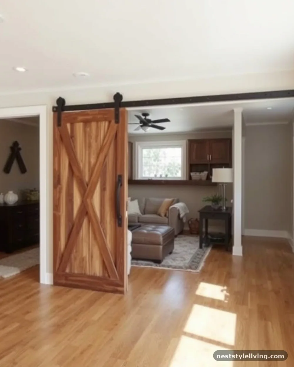 Sliding Barn Doors - 23 Single Wide Trailer Living Room Ideas That Feel Cozy