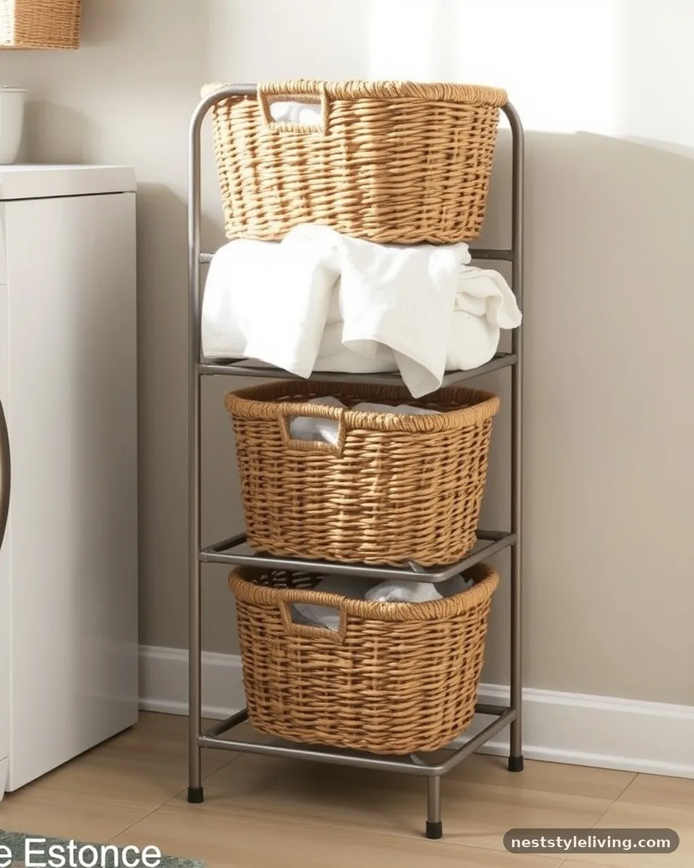 Tiered Basket Displays - 22 Small Laundry Room Ideas That Maximize Every Inch