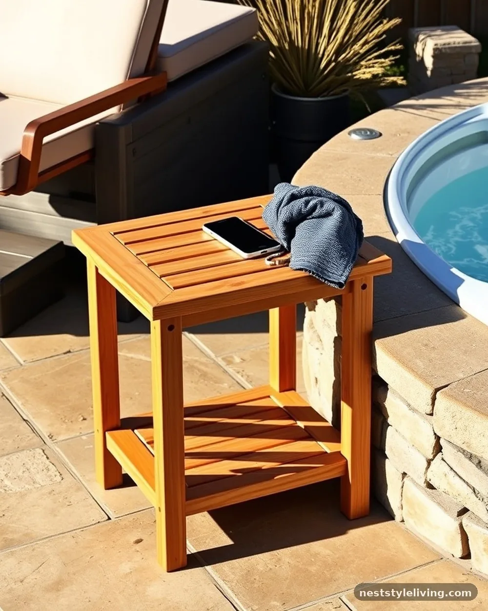 Weatherproof Side Table - 21 Outdoor Jacuzzi Ideas for a Calm, Cozy Backyard