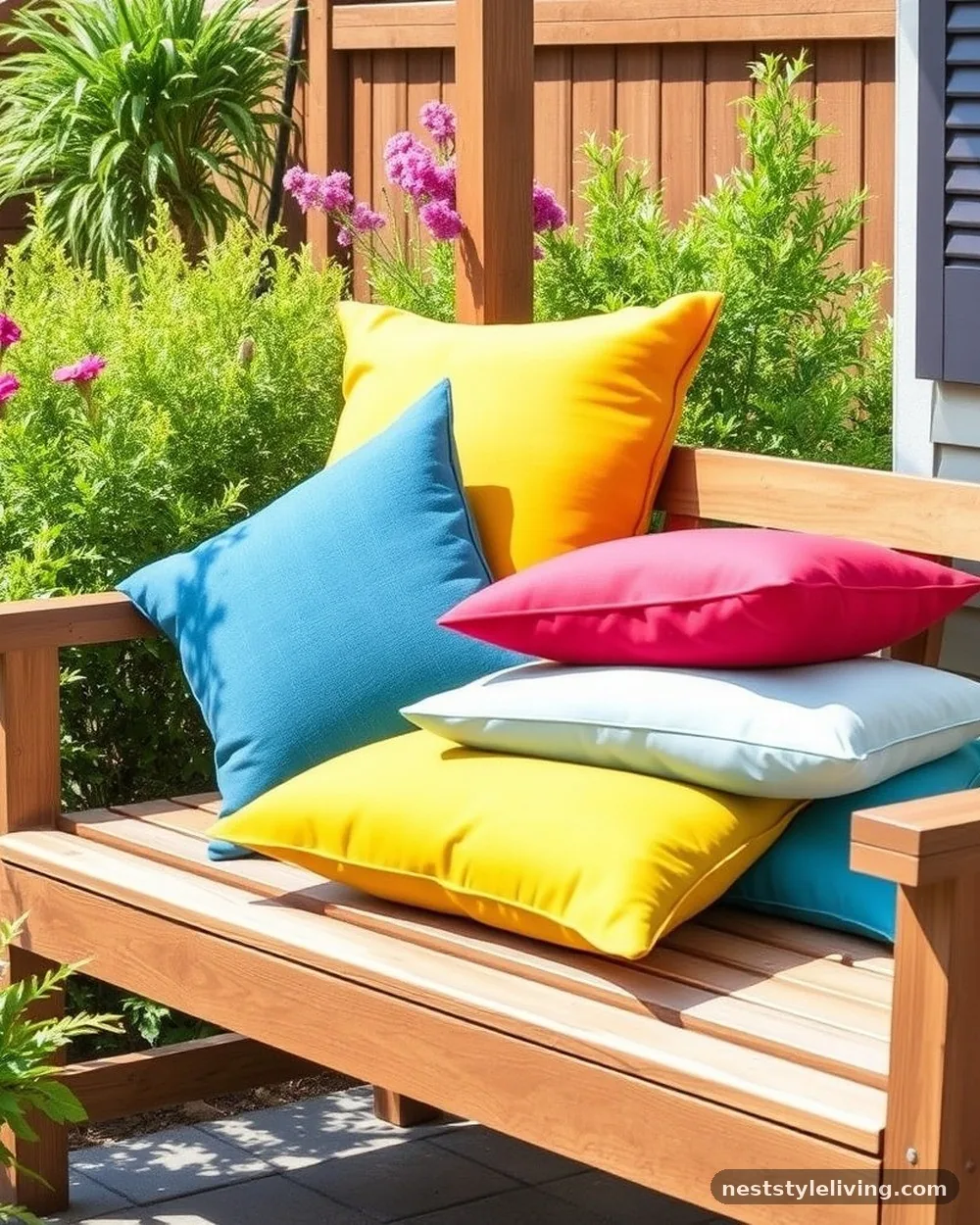 Weather-Resistant Accent Pillows - 22 Backyard Corner Ideas for a Cozy Outdoor Retreat