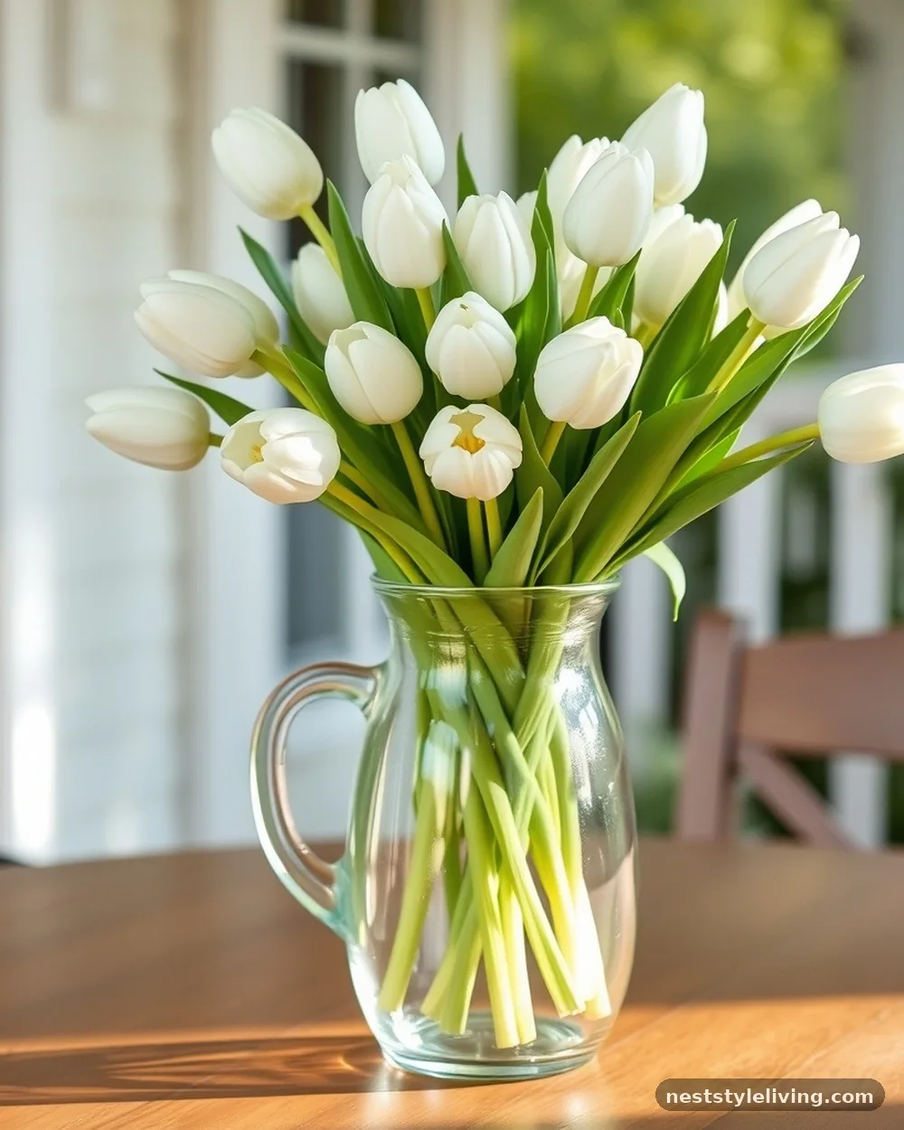 White Tulip Centerpiece - 22 Easter Front Porch Ideas for a Fresh Spring Welcome