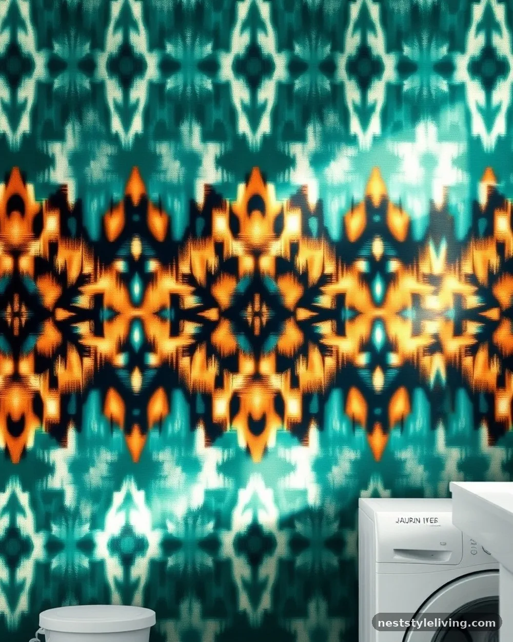 Large-Scale Ikat Prints - 23 Laundry Room Wallpaper Ideas That Look Stylish
