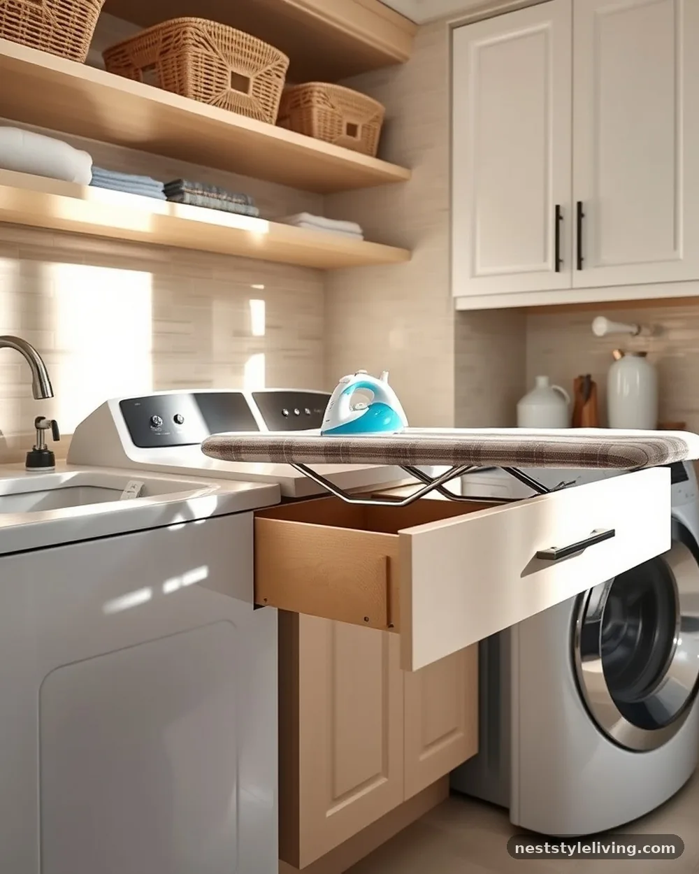 Slide-Out Ironing Board Drawer - 22 Small Laundry Room Ideas That Maximize Every Inch