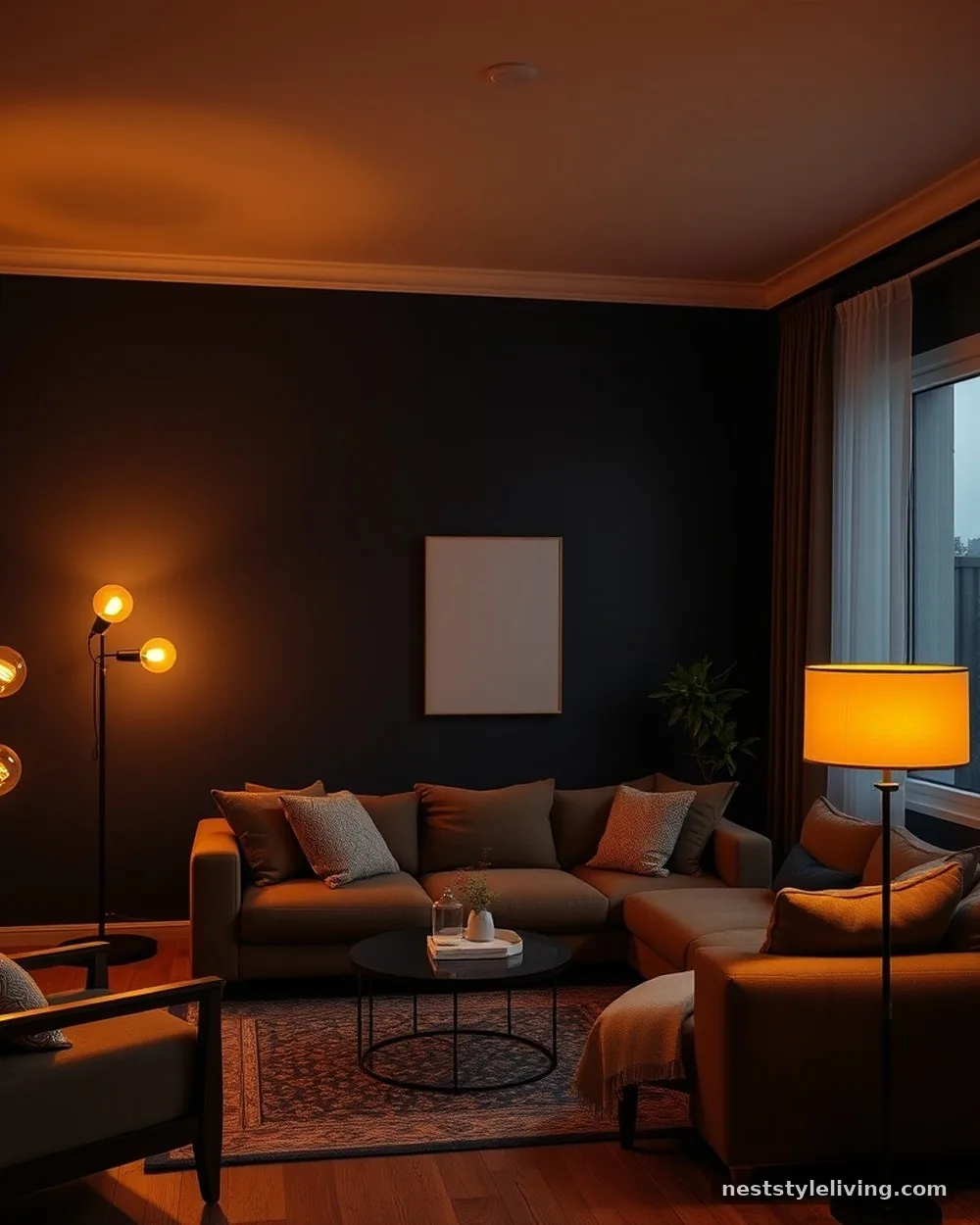 Amber-Hued Task Lighting - 17 Moody Living Room Ideas for a Warm Cozy Space