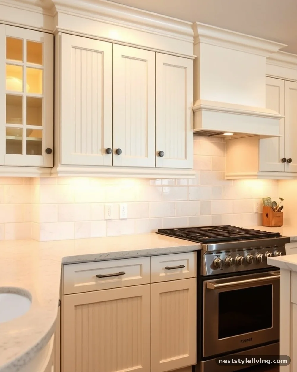 Beadboard Cabinetry Detailing - 21 Rustic Farmhouse Kitchen Ideas Full of Cozy Charm