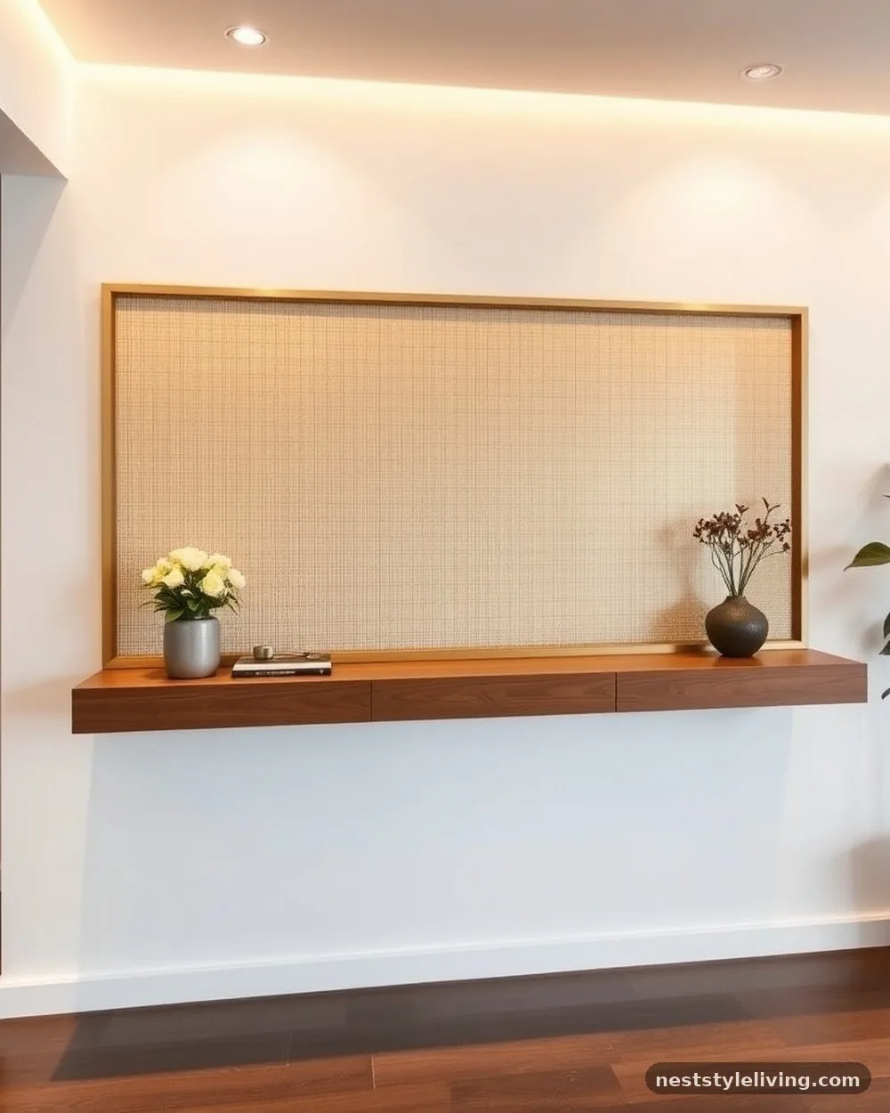 Floating Console with Integrated Mesh - 22 Entryway Divider Ideas for a Stylish Modern Home