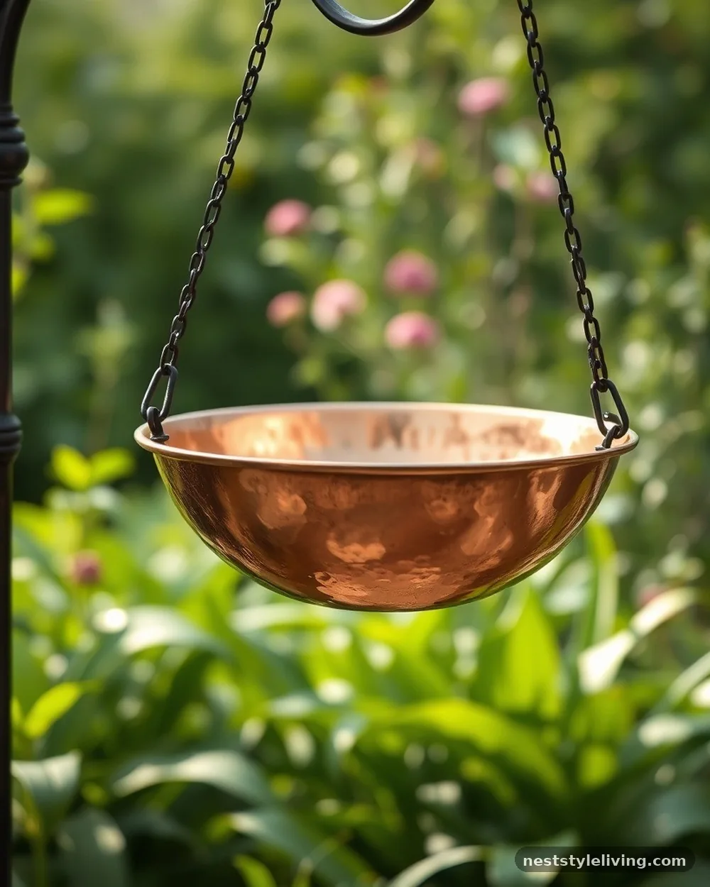 Hanging Copper Bowl - 23 Bird Bath Garden Ideas for a Beautiful Backyard