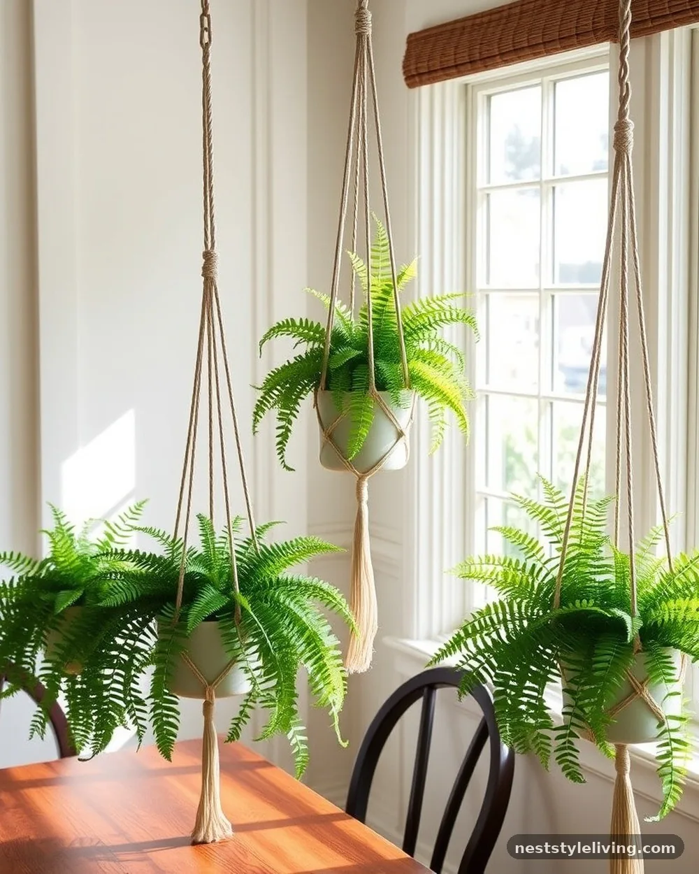 Hanging Macramé Planters in Breakfast Nooks - 12 Rooms With Plants Ideas for a Fresh Natural Look