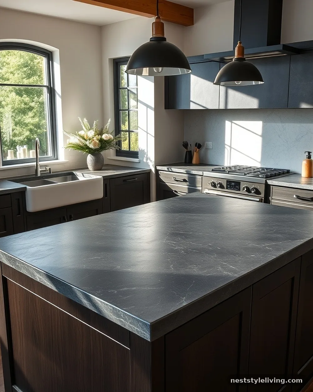 Honed Basalt Countertops - 20 Japandi Kitchen Ideas for a Calm, Modern Kitchen