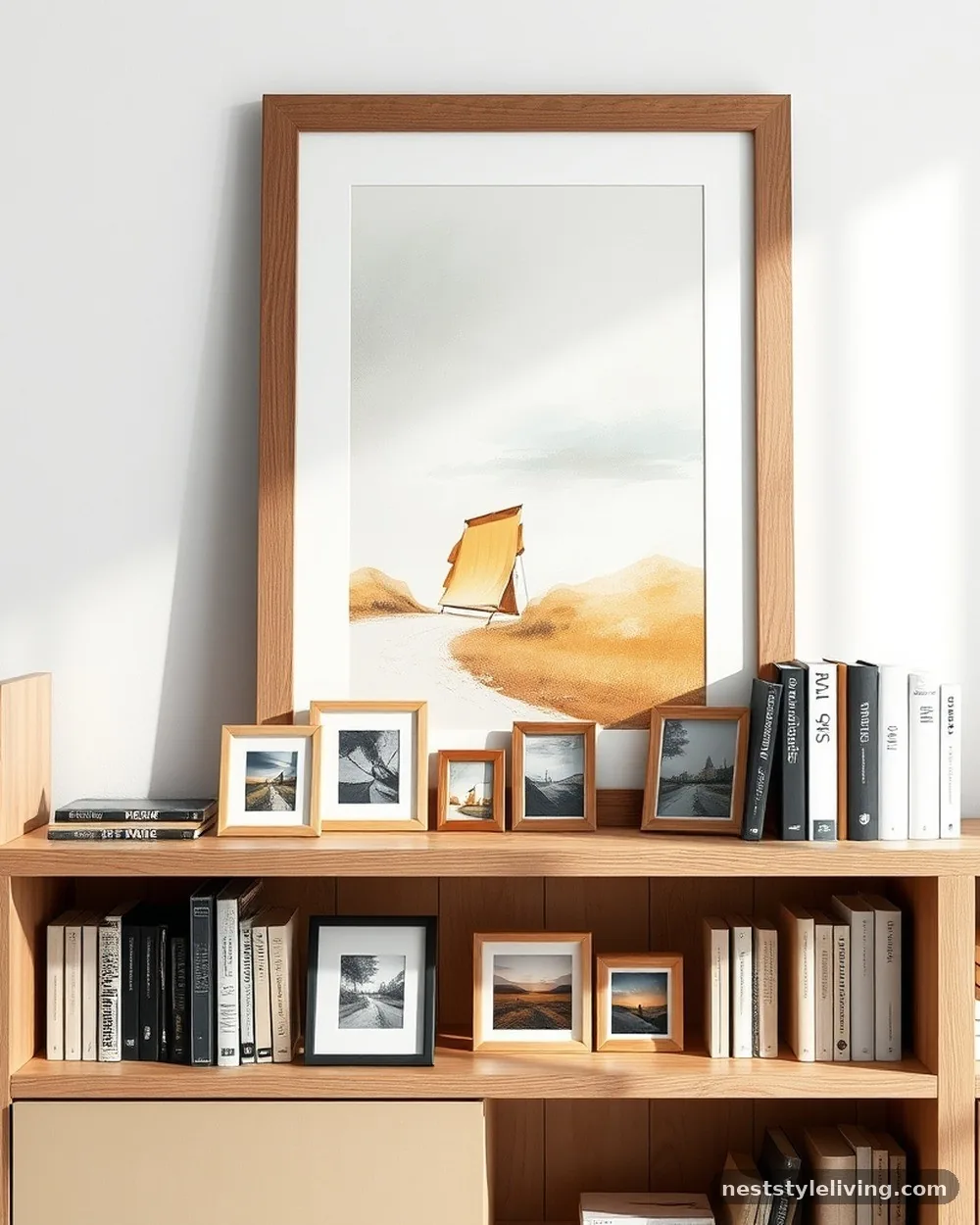 Leaning Art Against Backings - 22 Bookshelf Styling Ideas That Look Designer-Curated
