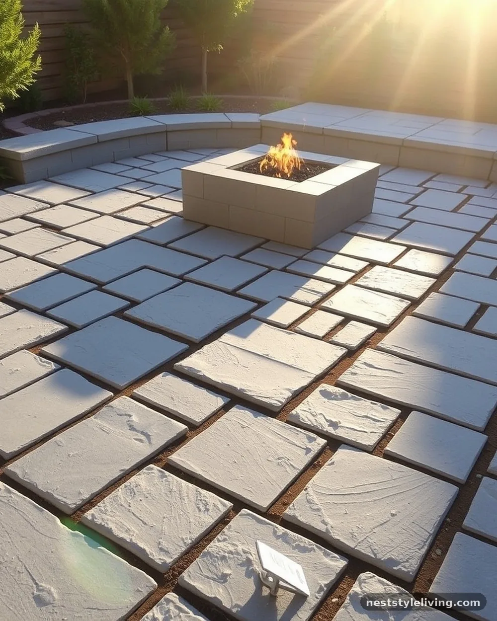 Natural Stone Flagstone Terrace - 13 Fire Pit Area Ideas for Cozy Backyard Gatherings