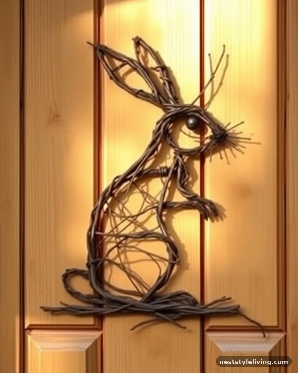 Natural Twig Bunny Silhouette - 22 Easter Front Porch Ideas for a Fresh Spring Welcome