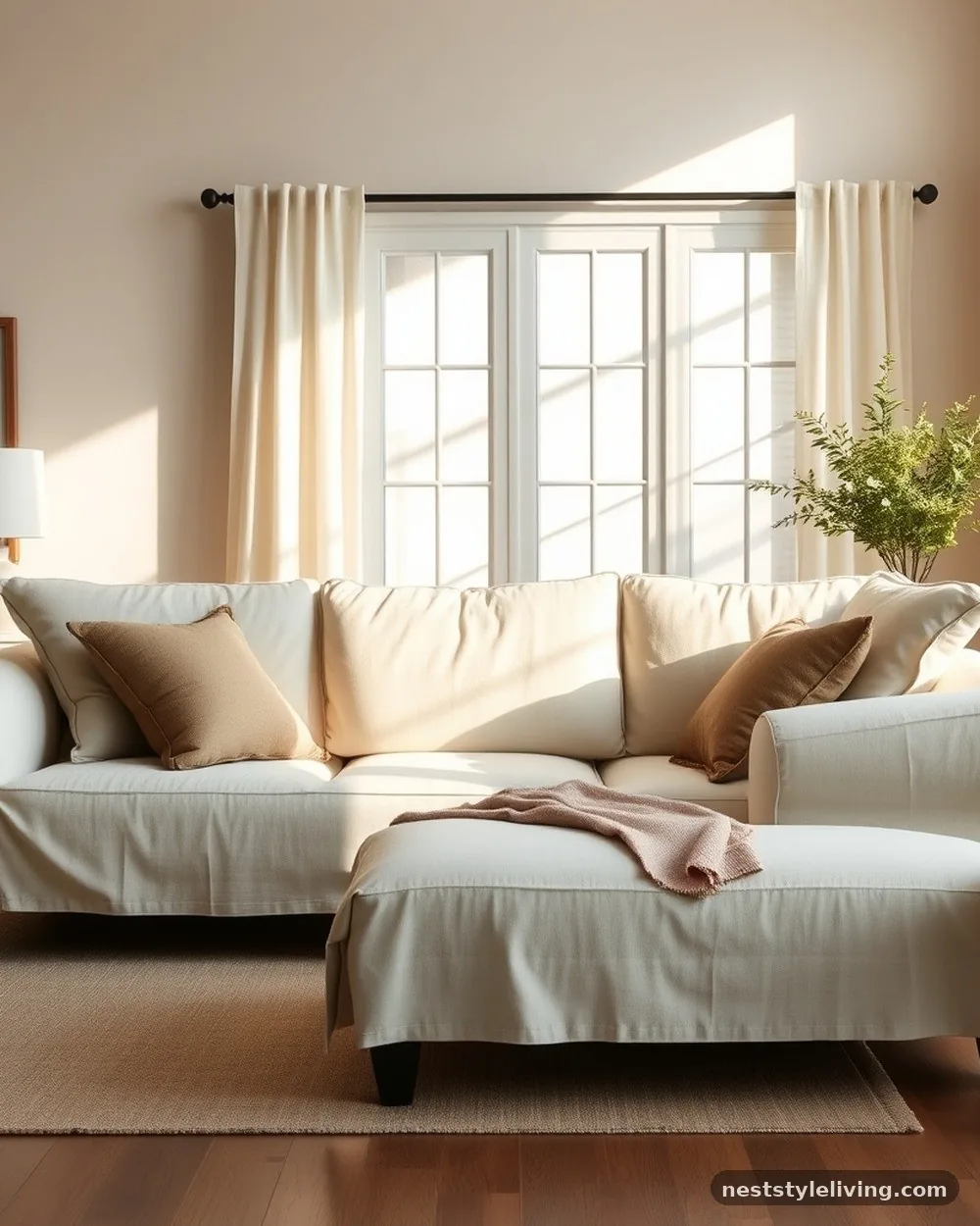 Oversized Linen Slipcovered Sofas - 17 Modern Farmhouse Living Room Ideas to Copy Now