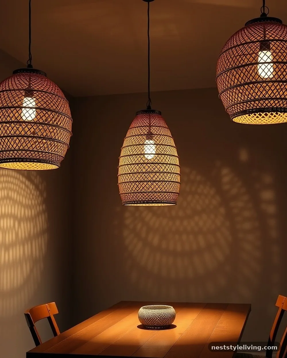 Oversized Woven Pendant Lights - 19 Modern Farmhouse Dining Room Ideas That Feel Cozy
