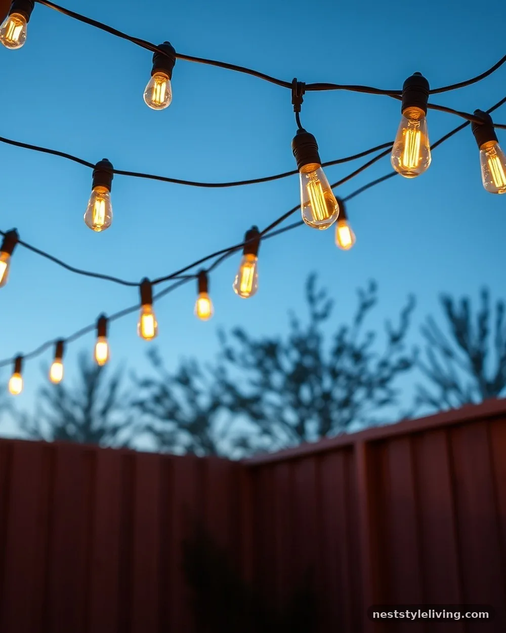 String Light Canopy - 22 Backyard Corner Ideas for a Cozy Outdoor Retreat