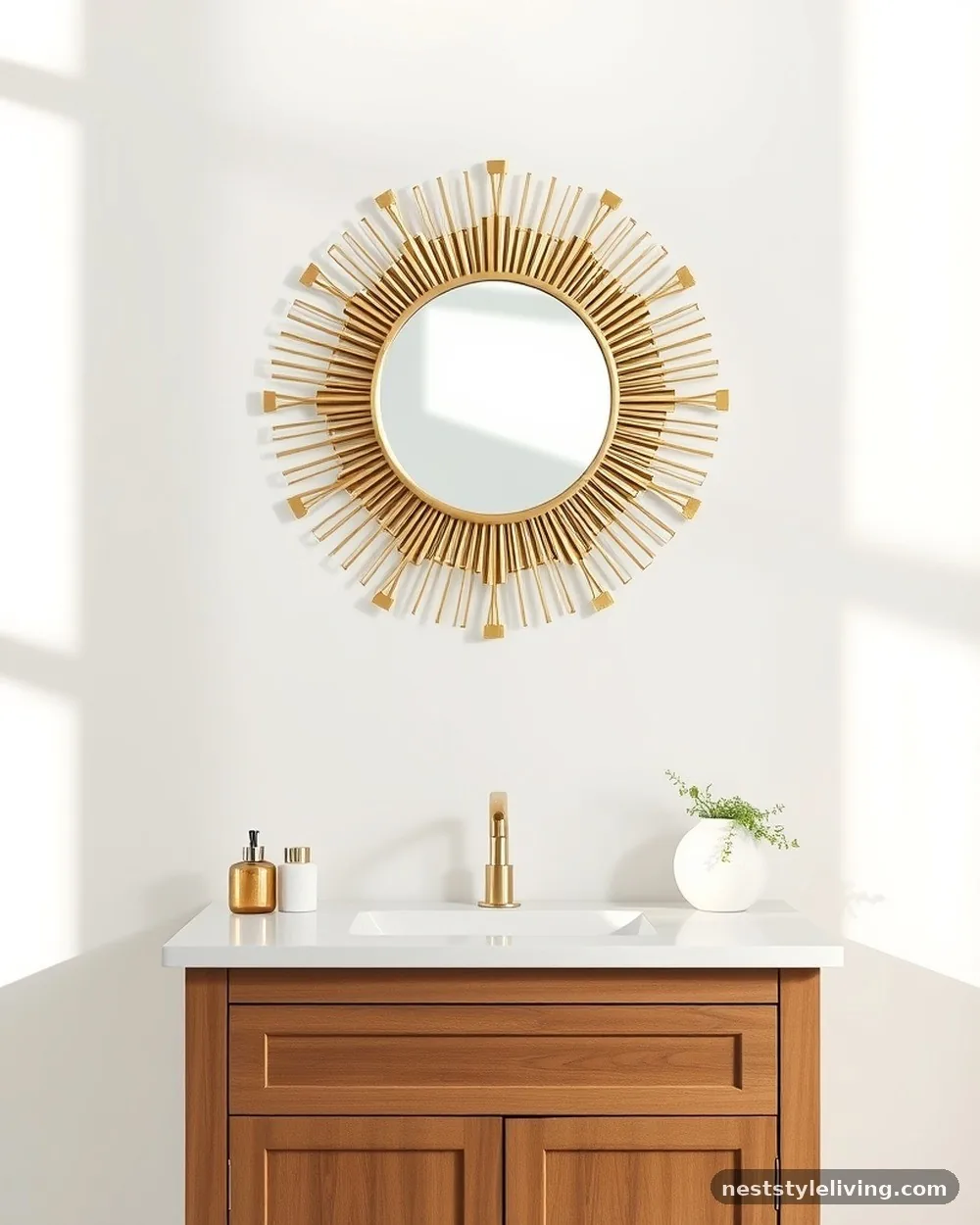 Sunburst Mirrors - 14 Mid Century Modern Bathroom Ideas With Retro Charm