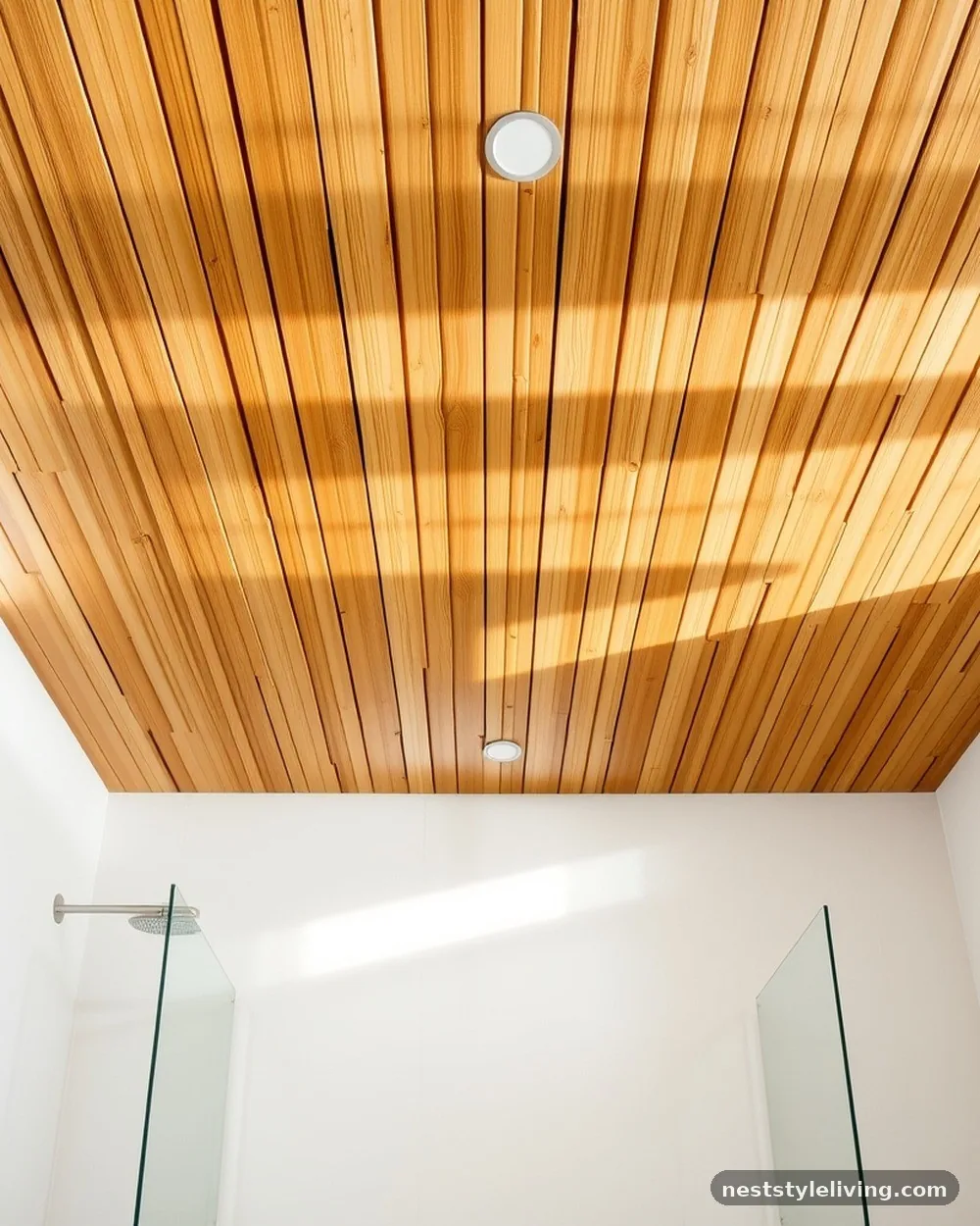 Bamboo Slatted Ceiling Panels - 13 Japandi Bathroom Ideas That Make Relaxing Feel Luxe