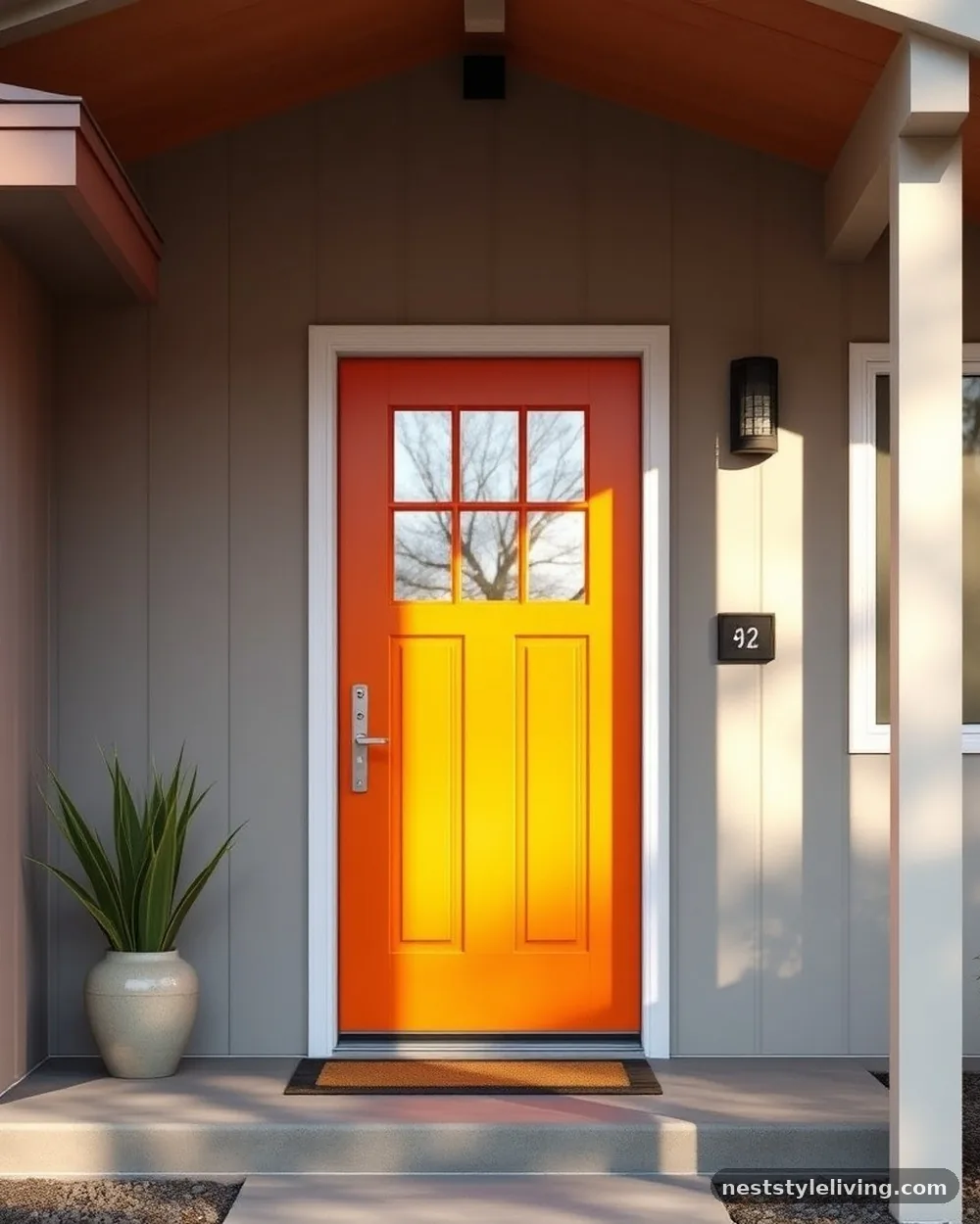 Bold Orange Entry Doors - 16 Mid Century Modern House Exterior Ideas to Copy