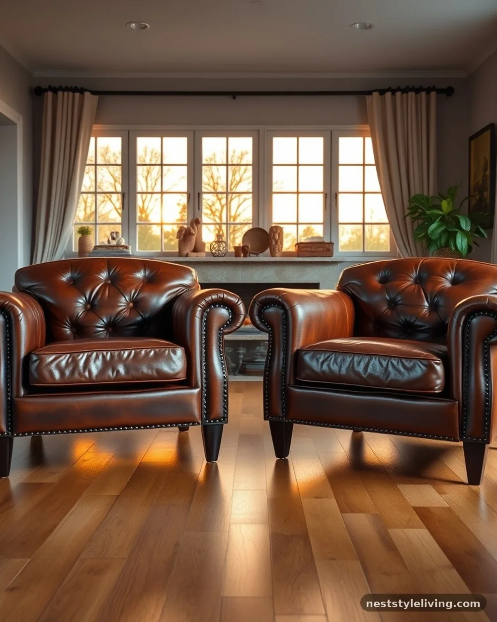 Distressed Leather Club Chairs - 16 Industrial Farmhouse Ideas for a Bold Rustic Look