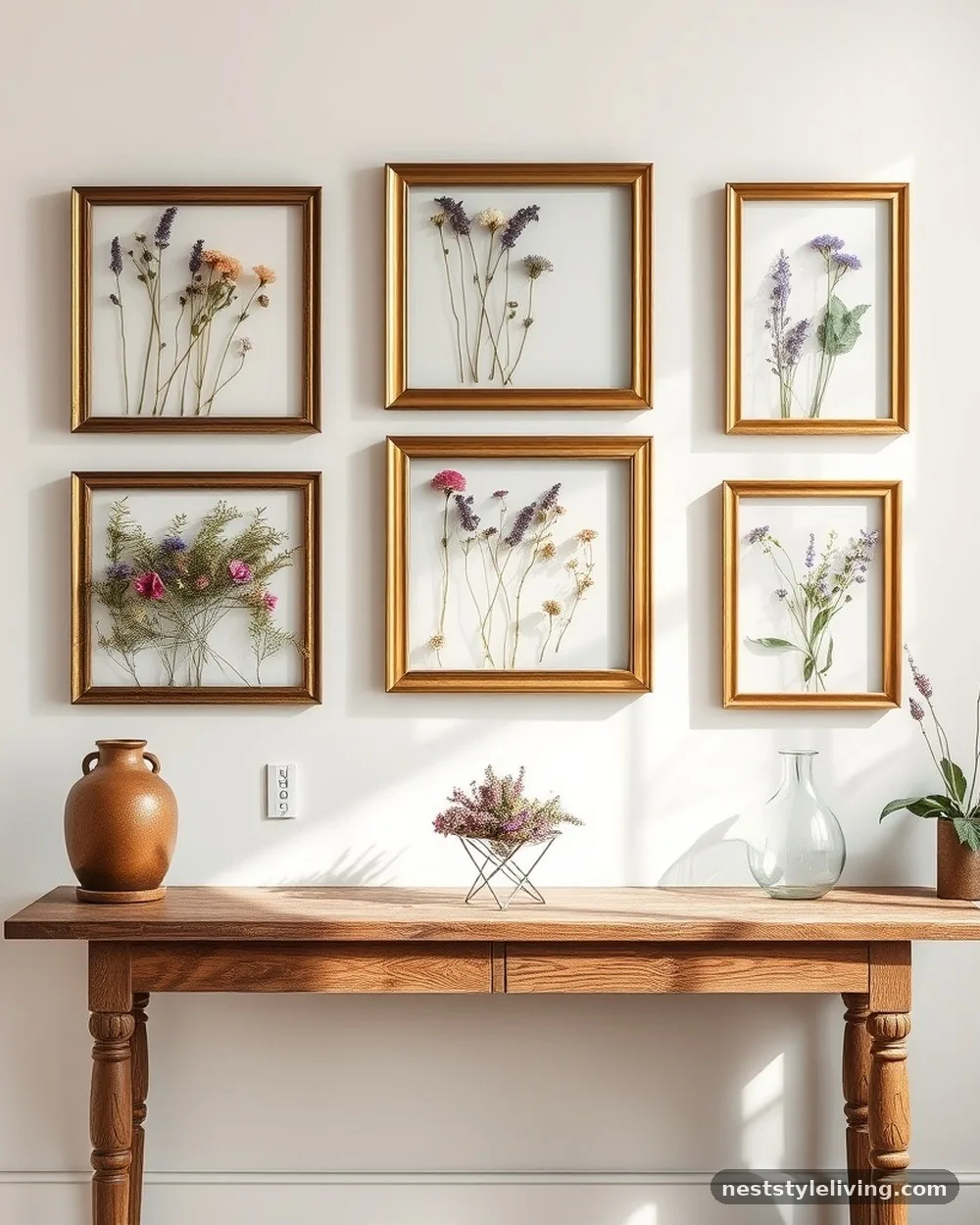 Dried Flower Gallery Displays - 14 Cozy Cottagecore Living Room Ideas to Try at Home