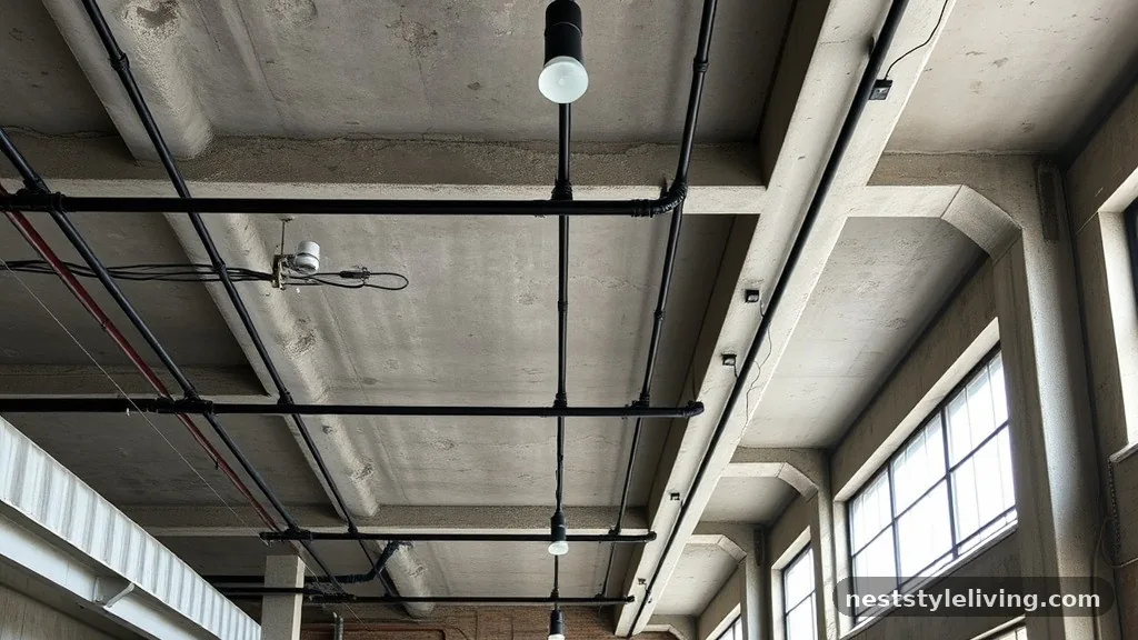 Exposed Industrial Concrete - 14 Modern Ceiling Designs That Transform Any Room