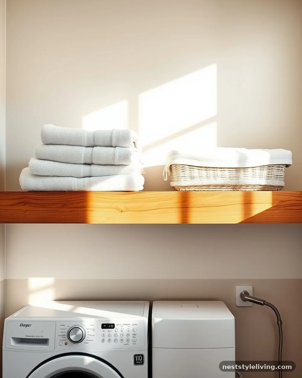 Floating Wood Shelving - 16 Laundry Closet Ideas That Make Small Spaces Work
