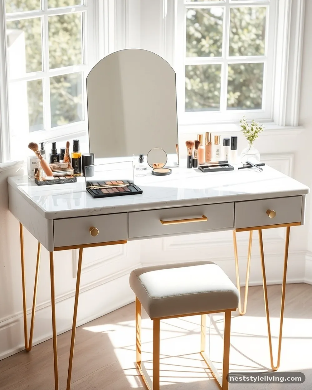 Marble-Top Vanity Tables - 19 Glam Room Ideas for a Stylish Luxe Feel