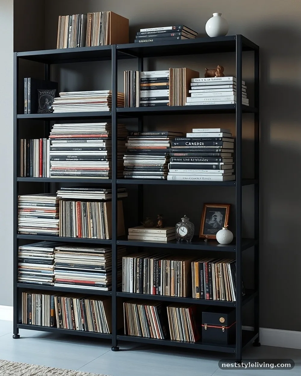 Matte Black Metal Shelving - 22 Grunge Apartment Ideas for a Cool Edgy Look