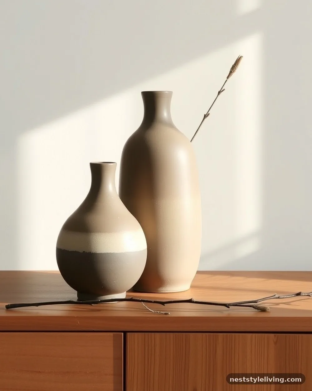 Matte Ceramic Vases - 14 Japandi Living Room Ideas for a Calm, Modern Look