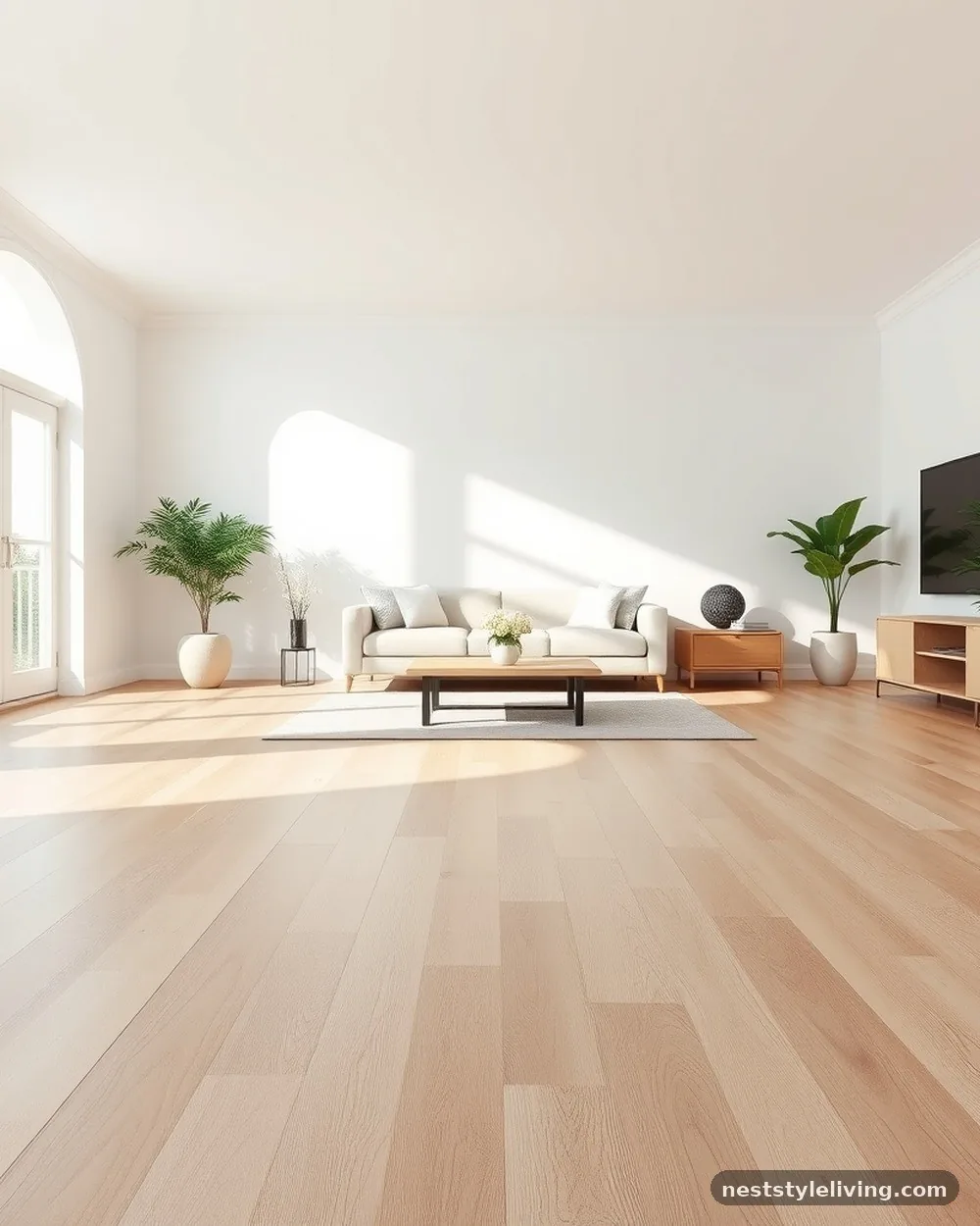 Wide-Plank White Oak Flooring - 17 Modern Farmhouse Living Room Ideas to Copy Now