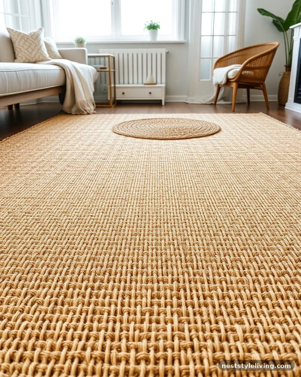 Woven Seagrass Floor Coverings - 17 Primitive Living Room Ideas With Warm Rustic Charm