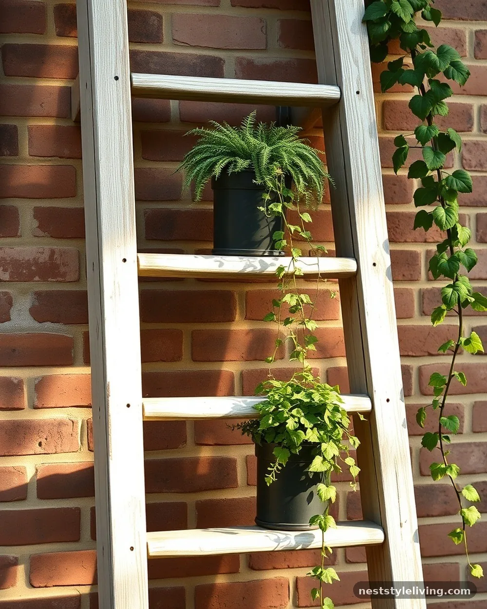Distressed Wooden Ladders - 21 Vintage Garden Decor Ideas With Storybook Charm