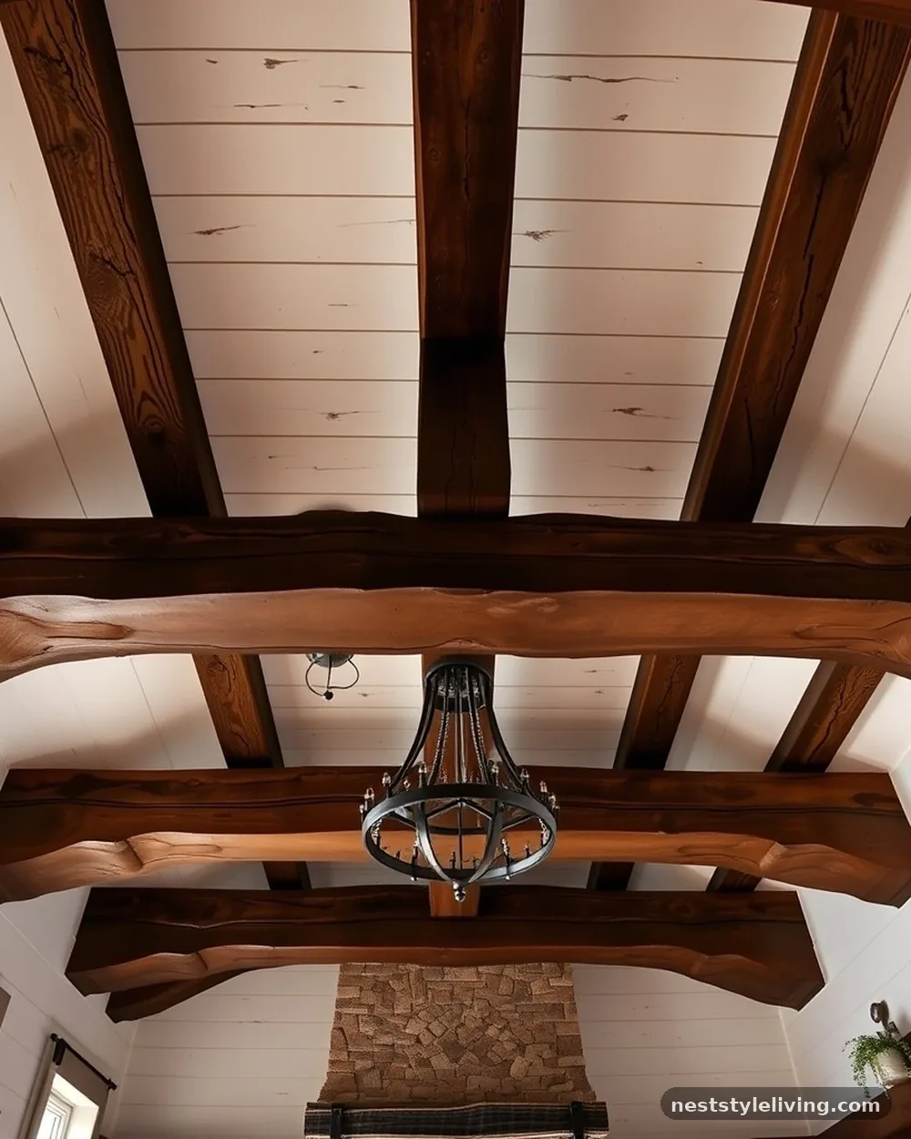 Hand-Hewn Ceiling Beams - 21 Rustic Farmhouse Kitchen Ideas Full of Cozy Charm