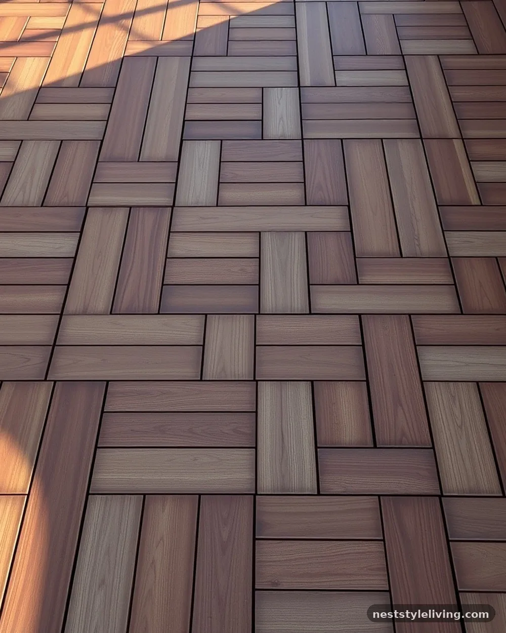 Herringbone Pattern Inlay - 24 Deck Ideas to Create a Beautiful Intentional Space