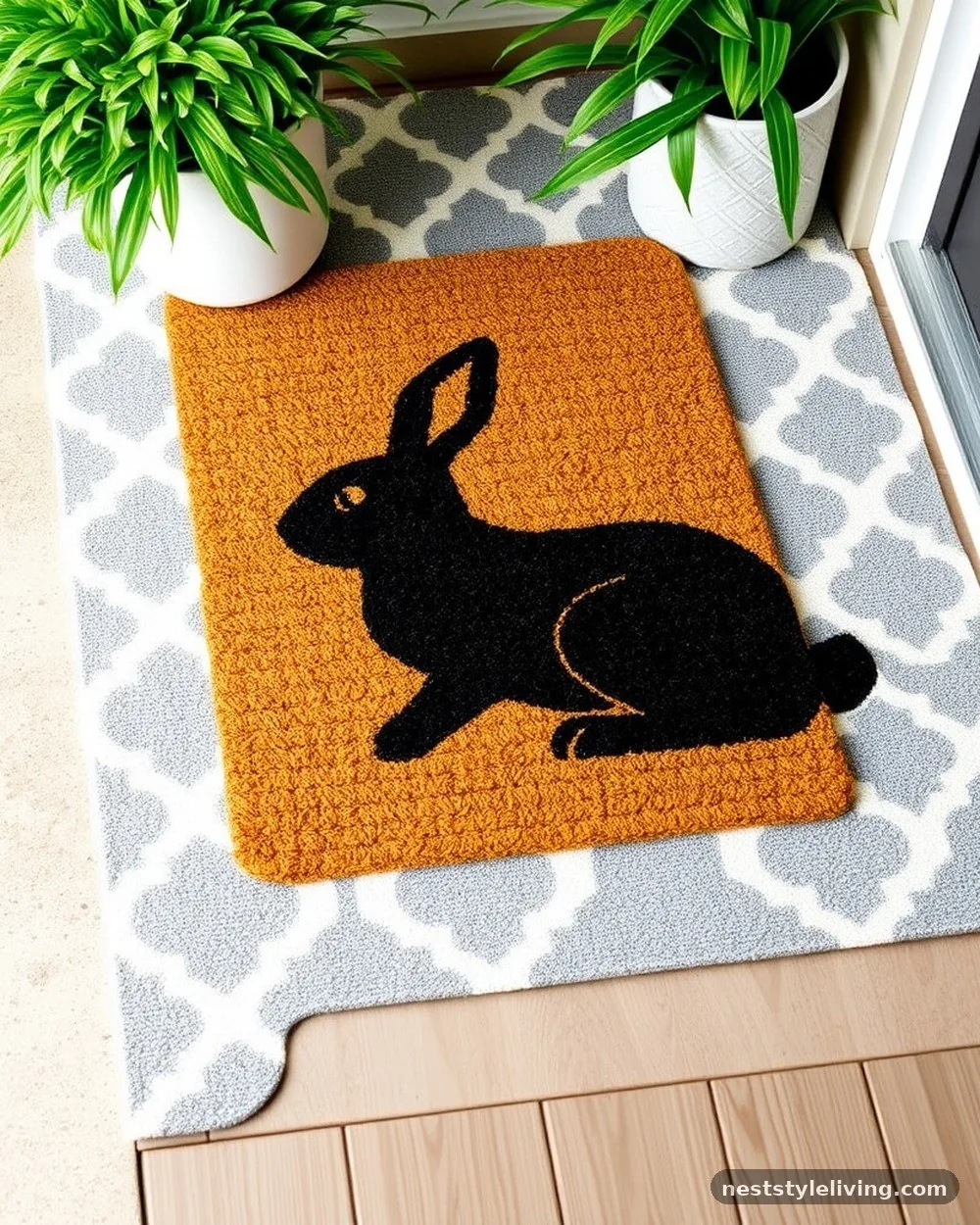 Layered Coir and Patterned Doormats - 22 Easter Front Porch Ideas for a Fresh Spring Welcome