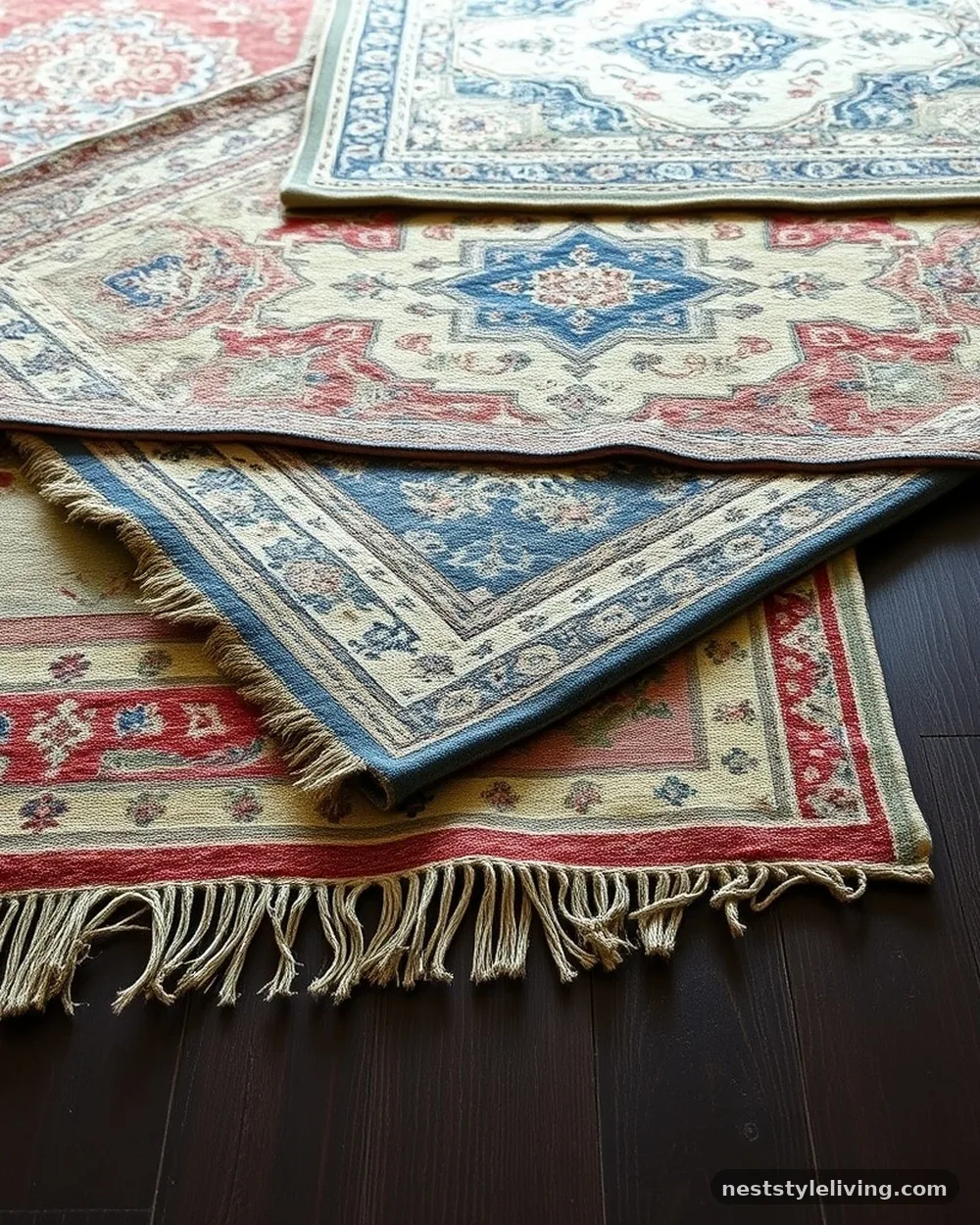 Layered Rugs with Frayed Edges - 22 Grunge Apartment Ideas for a Cool Edgy Look