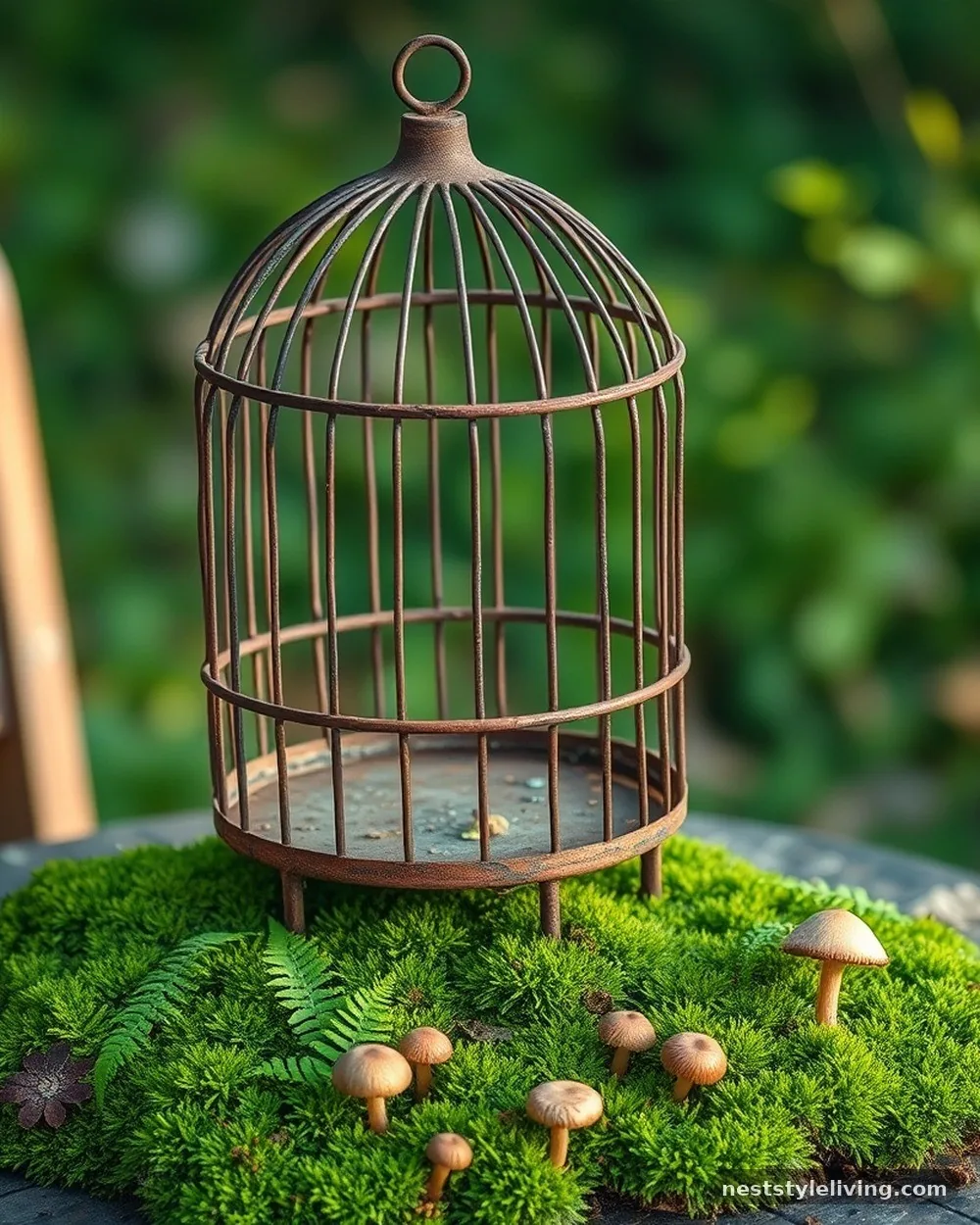 Mossy Woodland Terrarium - 17 Birdcage Decor Ideas for Charming Vintage Style