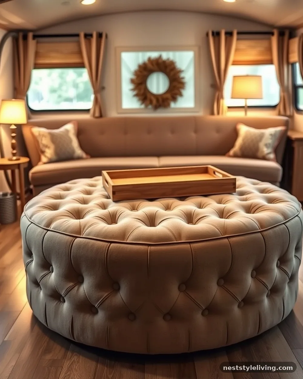 Multi-Functional Ottoman Tables - 23 Single Wide Trailer Living Room Ideas That Feel Cozy