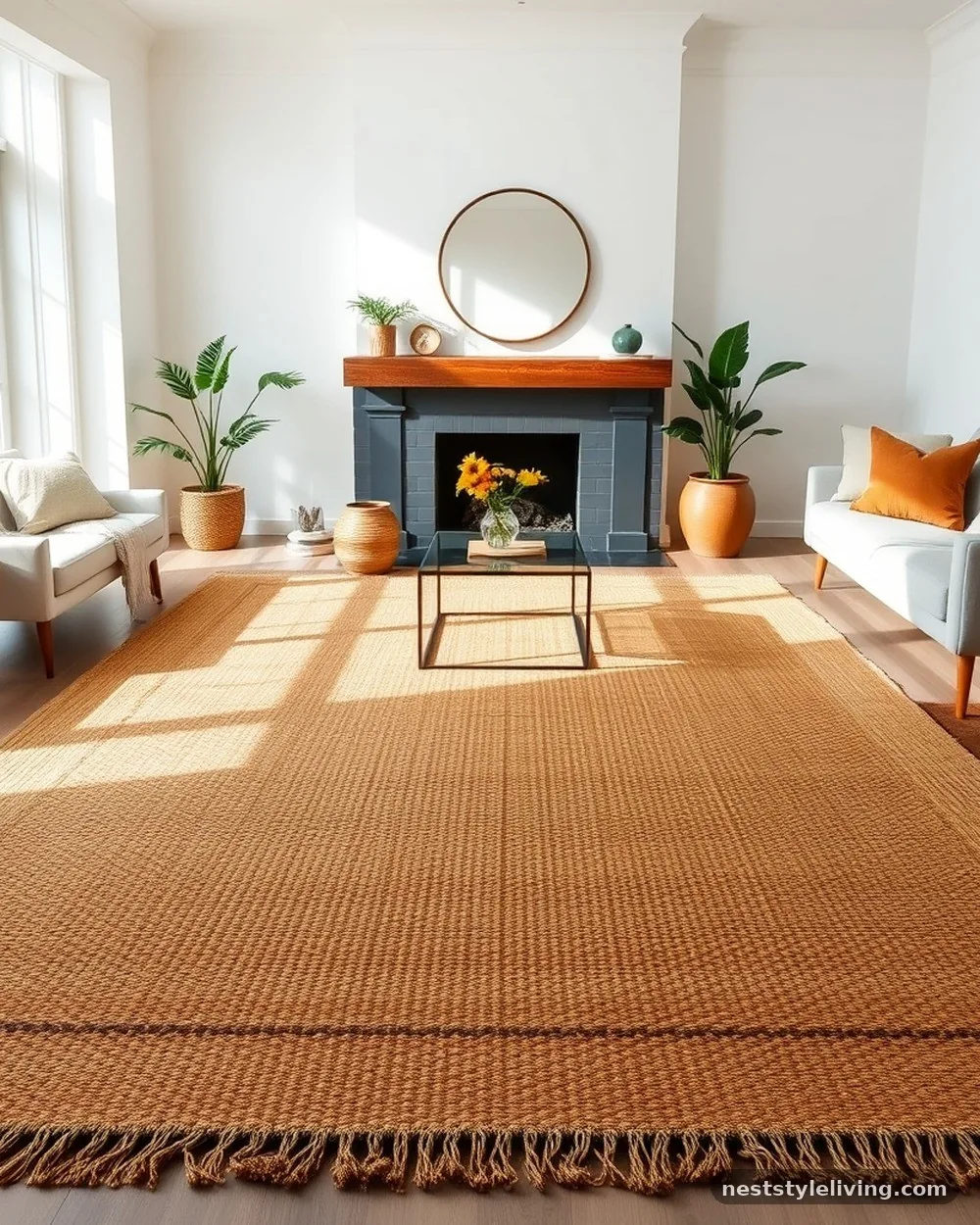 Natural Jute and Wool Rugs - 14 Japandi Living Room Ideas for a Calm, Modern Look