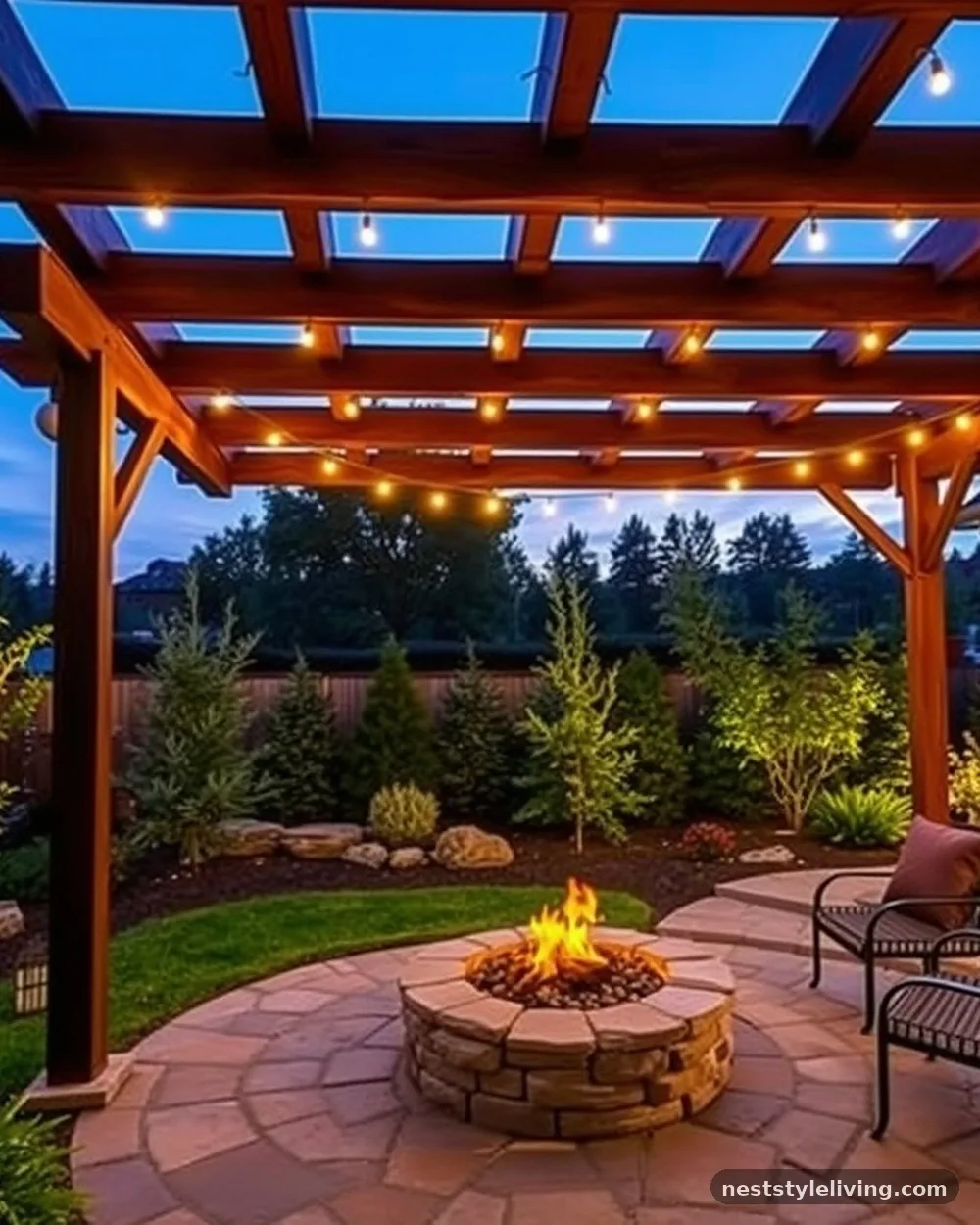 Pergola-Covered Fire Zone - 13 Fire Pit Area Ideas for Cozy Backyard Gatherings