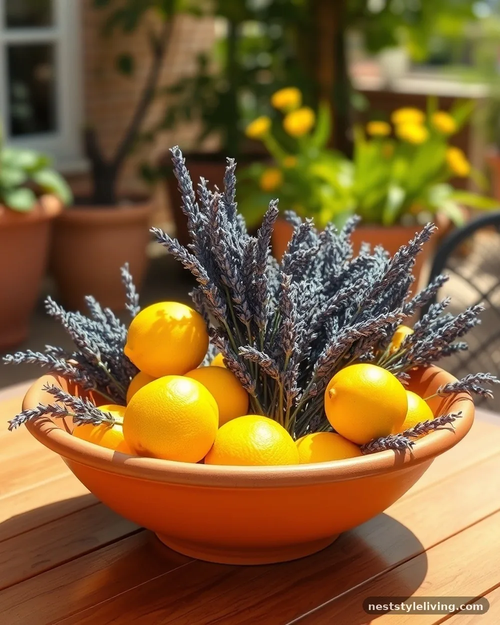 Rustic Terracotta and Dried Lavender - 18 Lemon Centerpiece Ideas for a Designer-Level Look