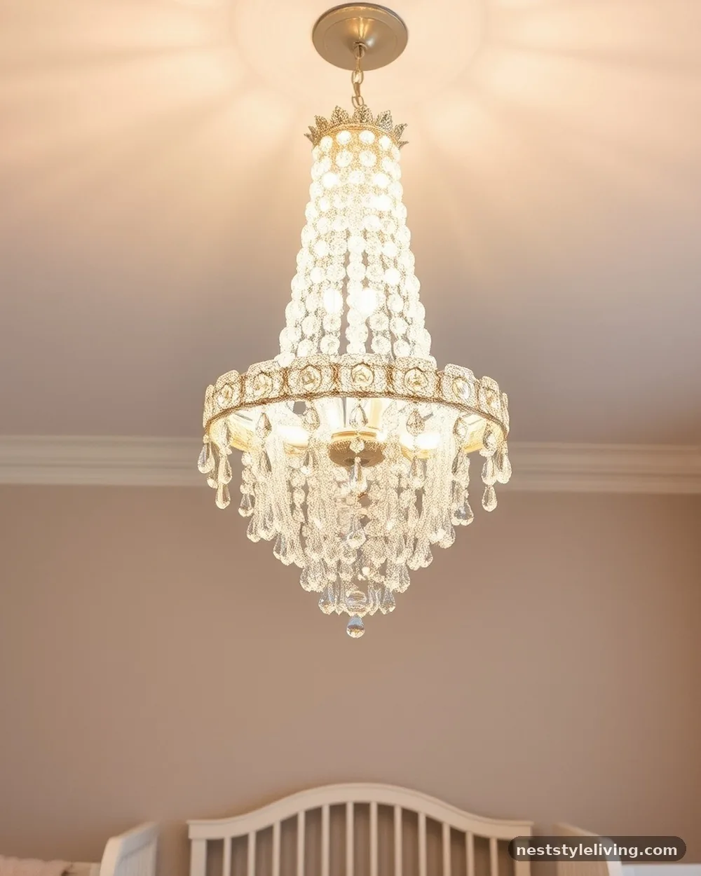 Vintage Chandelier - 24 French Inspired Nursery Ideas With Timeless Charm