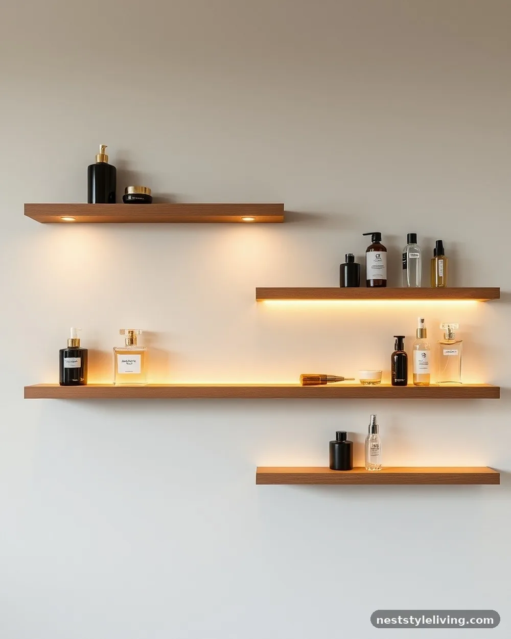 Wall-Mounted Floating Shelves - 19 Glam Room Ideas for a Stylish Luxe Feel