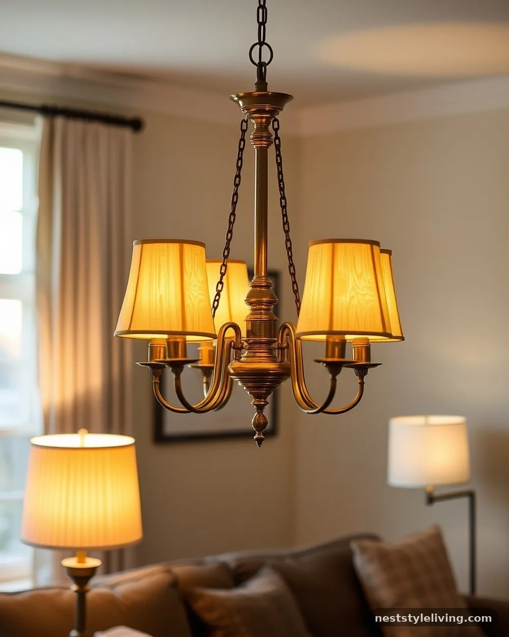 Brass and Iron Lighting Fixtures - 14 Cozy Cottagecore Living Room Ideas to Try at Home