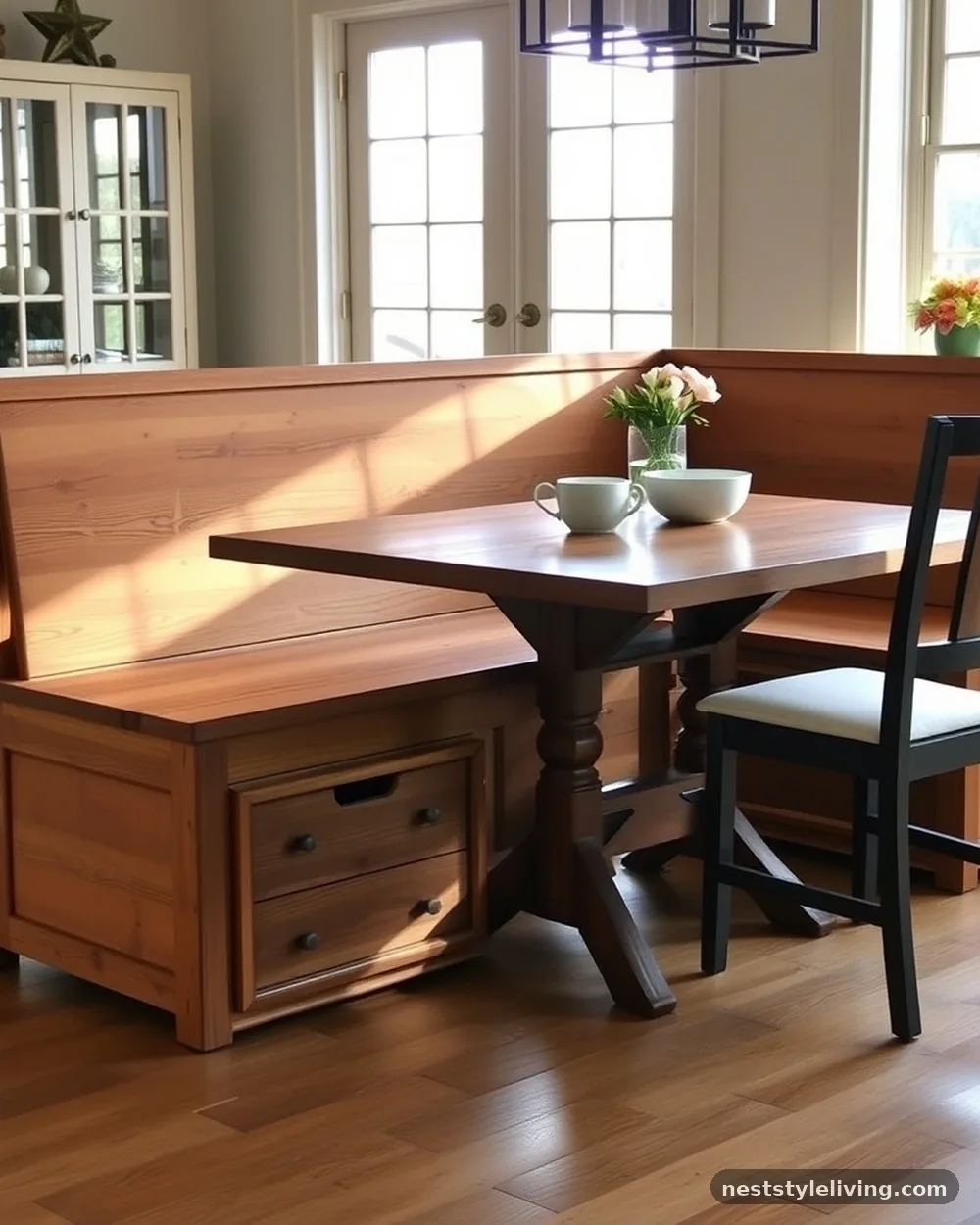 Built-in Corner Bench Seating - 19 Modern Farmhouse Dining Room Ideas That Feel Cozy