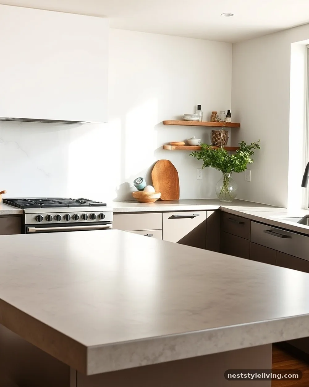 Concrete Countertops - 16 Industrial Farmhouse Ideas for a Bold Rustic Look