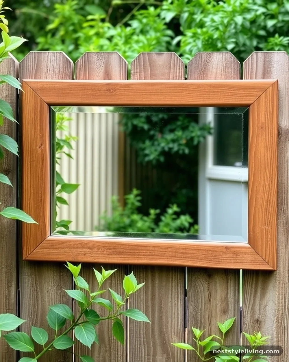 Corner-Mounted Outdoor Mirror - 22 Backyard Corner Ideas for a Cozy Outdoor Retreat