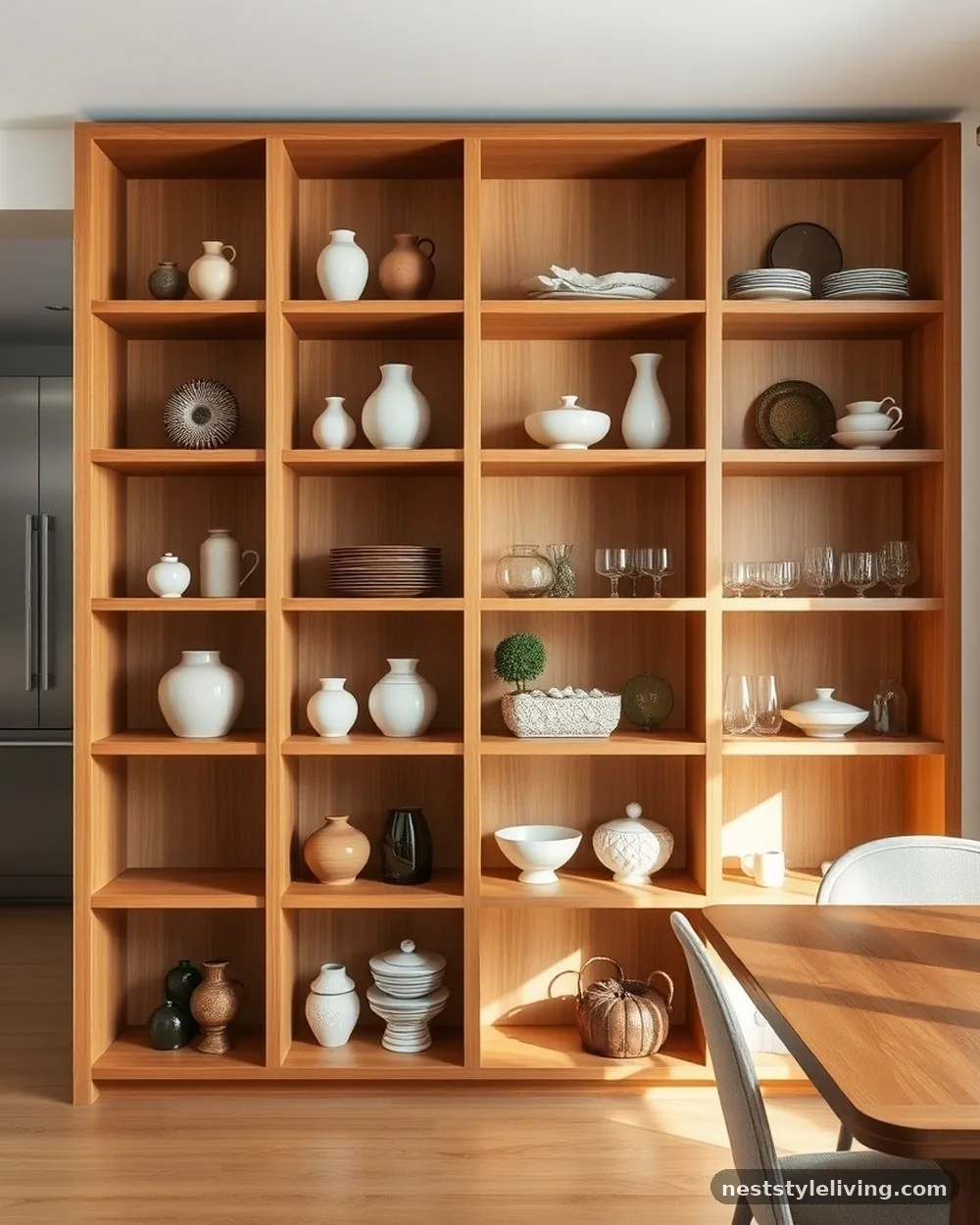 Double-Sided Open Shelving - 16 Open Plan Dining Area Ideas for a Stylish Home